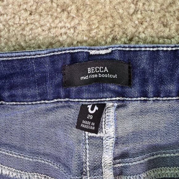 True Religion Womens Becca Mid Rise Bootcut Jeans Size 29 Cropped 30x25 E962 - Picture 5 of 14